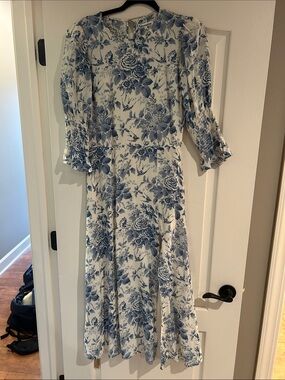 Reformation Blue Floral Midi Dress - Never worn!